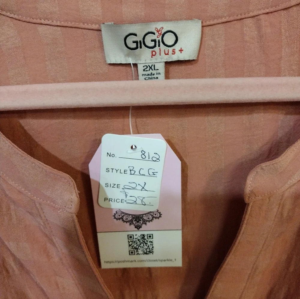 GiGiO Women's Terracotta Button Down Tunic, 2X - Picture 2 of 4